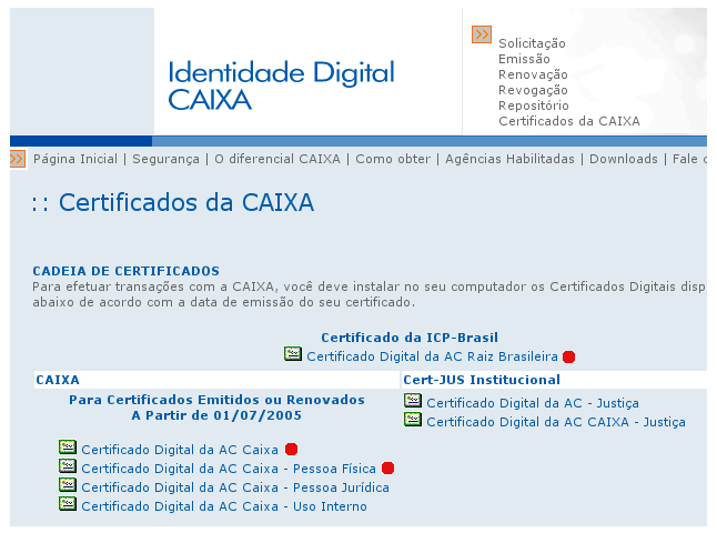CERTIFICAÇÃO DIGITAL Página Inicial Certificado Digital